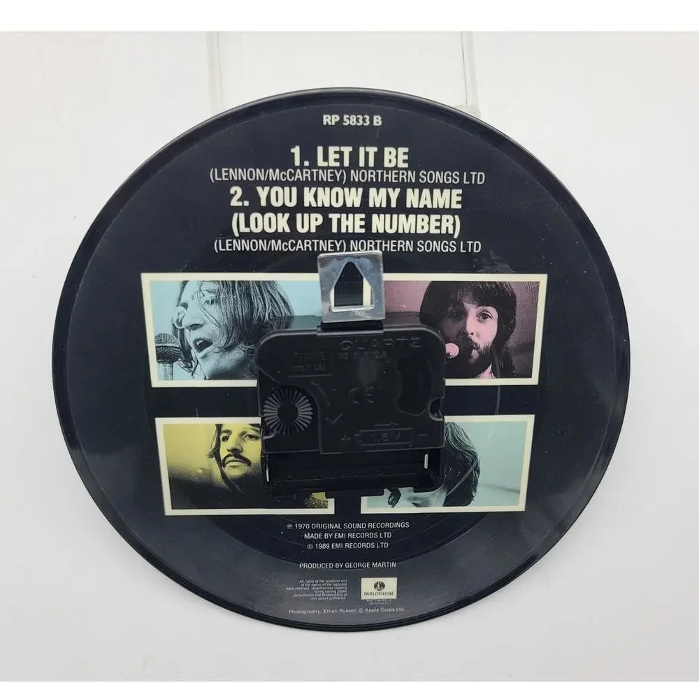 The Beatles Vinyl Record Wall Clock “Let It Be” 45 RPM Original 1970s